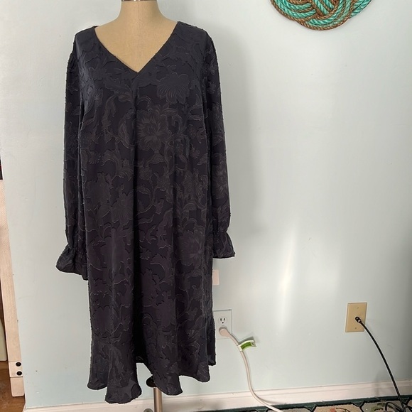 Loft Plus Ruffled Hem Sleeves Shift Dress Size 18 Plus NWT - Picture 1 of 8